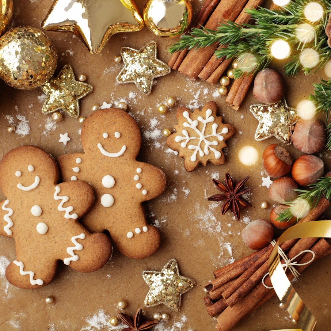 Flavours of Christmas Cognito Spa Flavours Warm gingerbread with images of gingerbread people with christmas decorations