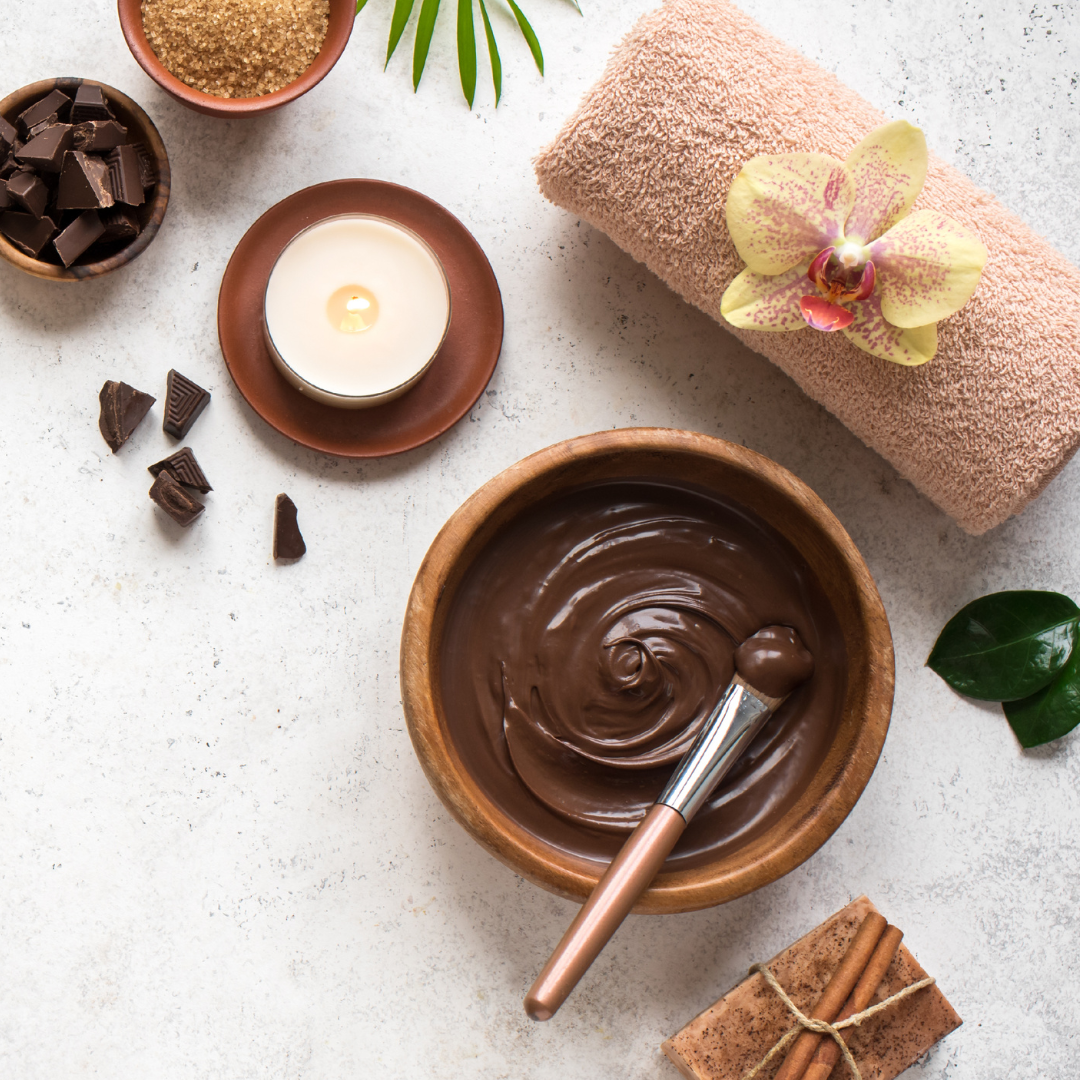 Cognito Spa Dedicated to Chocolate Bowl with brush towel flower chocolate chunks